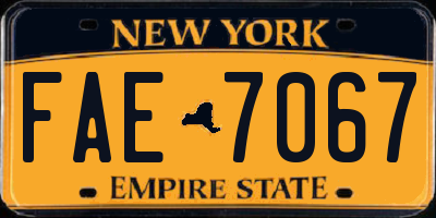 NY license plate FAE7067