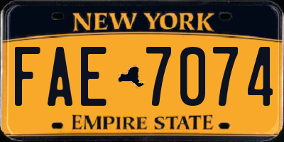 NY license plate FAE7074