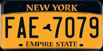 NY license plate FAE7079