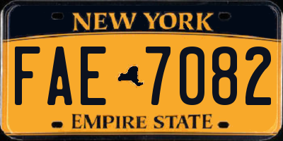 NY license plate FAE7082