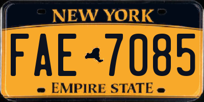 NY license plate FAE7085