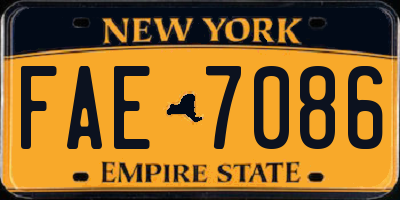 NY license plate FAE7086