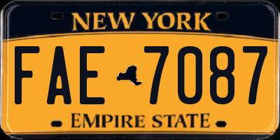 NY license plate FAE7087