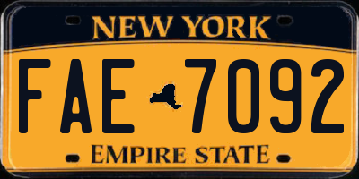 NY license plate FAE7092