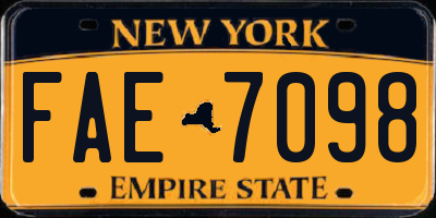 NY license plate FAE7098