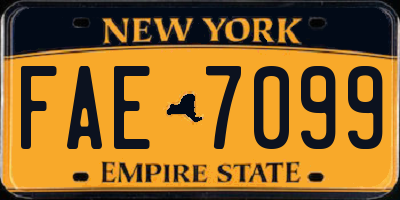 NY license plate FAE7099