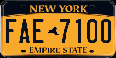 NY license plate FAE7100