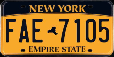 NY license plate FAE7105