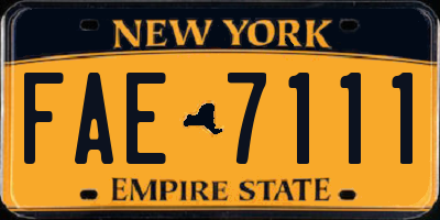 NY license plate FAE7111