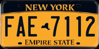 NY license plate FAE7112