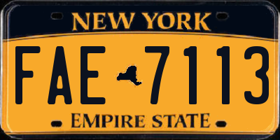 NY license plate FAE7113