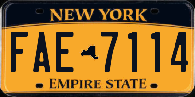 NY license plate FAE7114