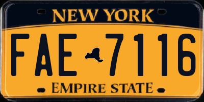 NY license plate FAE7116