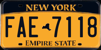 NY license plate FAE7118