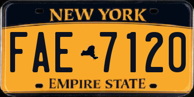 NY license plate FAE7120