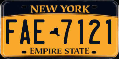 NY license plate FAE7121