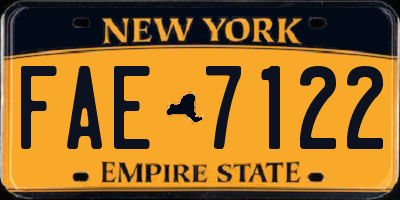 NY license plate FAE7122