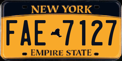 NY license plate FAE7127