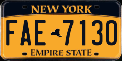 NY license plate FAE7130