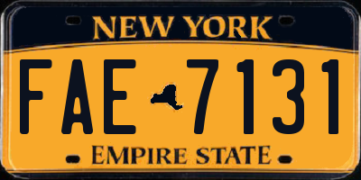 NY license plate FAE7131