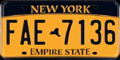 NY license plate FAE7136