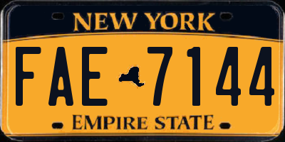 NY license plate FAE7144