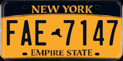 NY license plate FAE7147