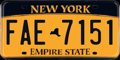 NY license plate FAE7151