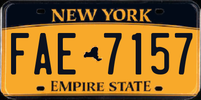 NY license plate FAE7157