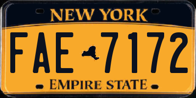 NY license plate FAE7172