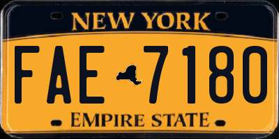 NY license plate FAE7180