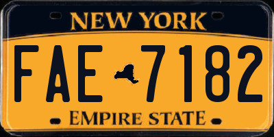 NY license plate FAE7182