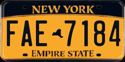 NY license plate FAE7184