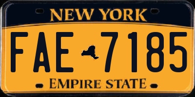 NY license plate FAE7185