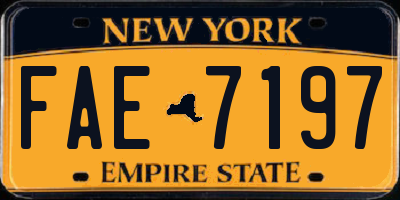 NY license plate FAE7197