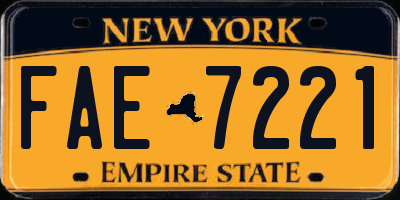 NY license plate FAE7221