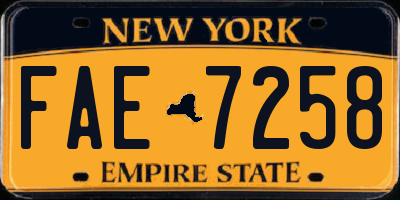 NY license plate FAE7258
