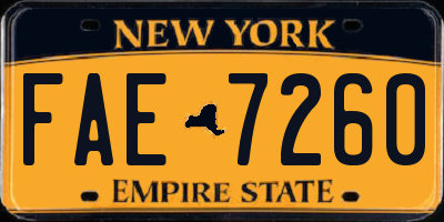 NY license plate FAE7260
