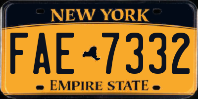 NY license plate FAE7332