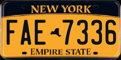 NY license plate FAE7336