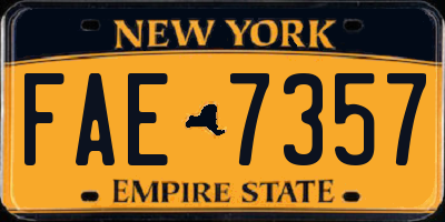 NY license plate FAE7357