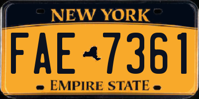 NY license plate FAE7361