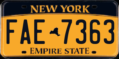 NY license plate FAE7363