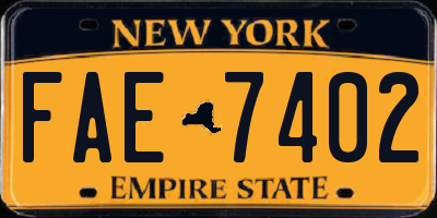 NY license plate FAE7402