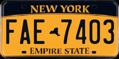 NY license plate FAE7403