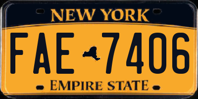 NY license plate FAE7406