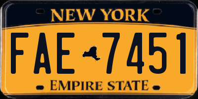 NY license plate FAE7451