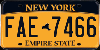 NY license plate FAE7466