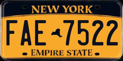 NY license plate FAE7522