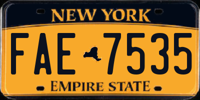 NY license plate FAE7535